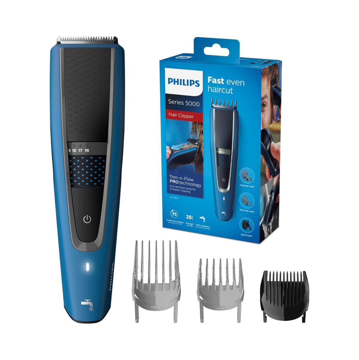Afeitadora Philips HC5612/15 3 peines 28 posiciones azul