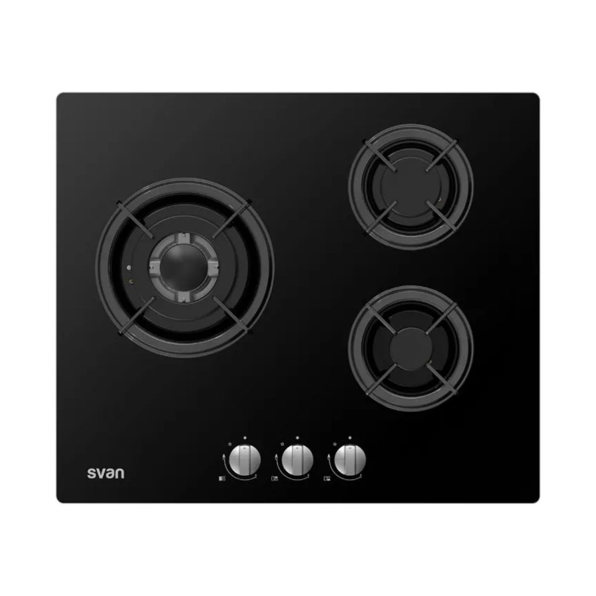 Placa de gas SGW3601N Svan 3 zonas quemador WOK negro 10x60x51 cm