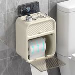 Soporte para papel higiénico con cajón beige 22x17,5x12 cm fondo blanco