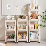 Carrito auxiliar 4 niveles con ruedas blanco 104x35x26,5 cm