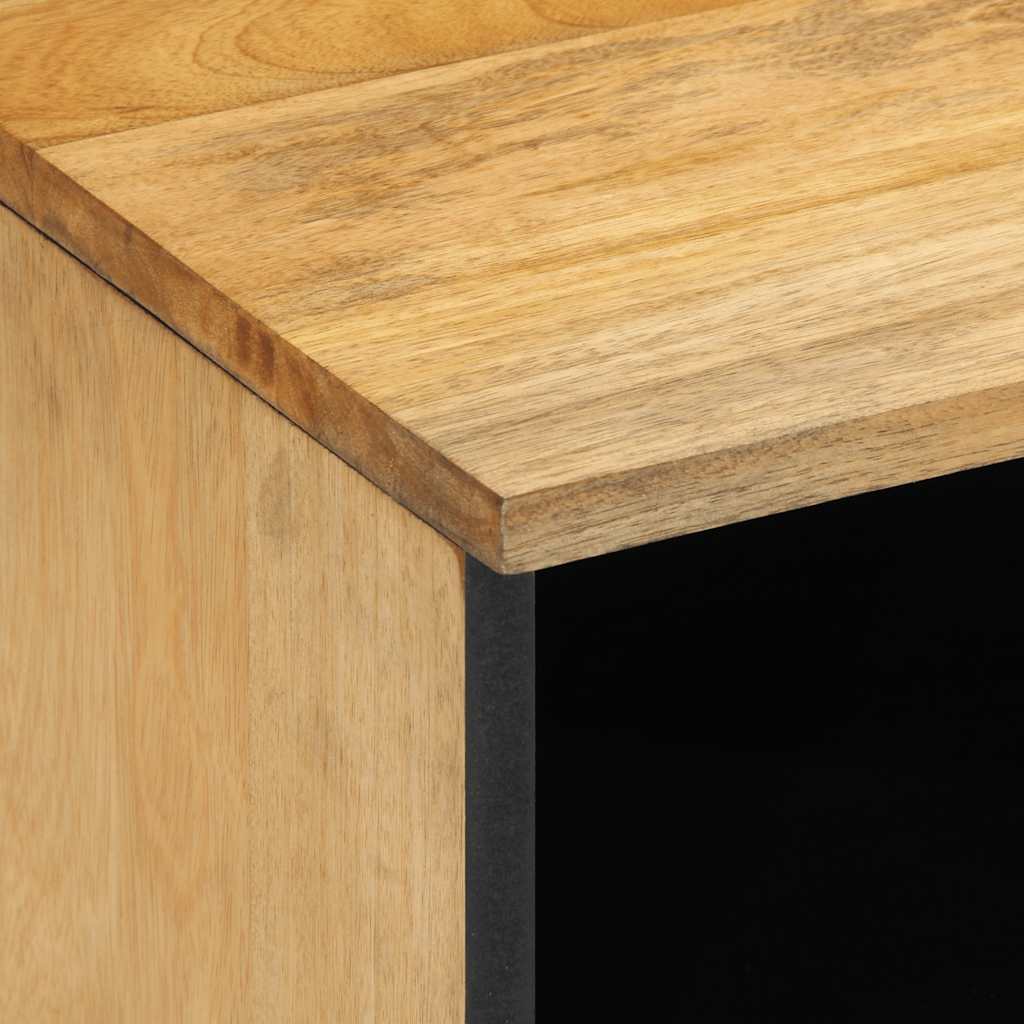 Mesita de noche Reinita 1 cajón + compartimento madera maciza natural 46x40x33 cm detalle