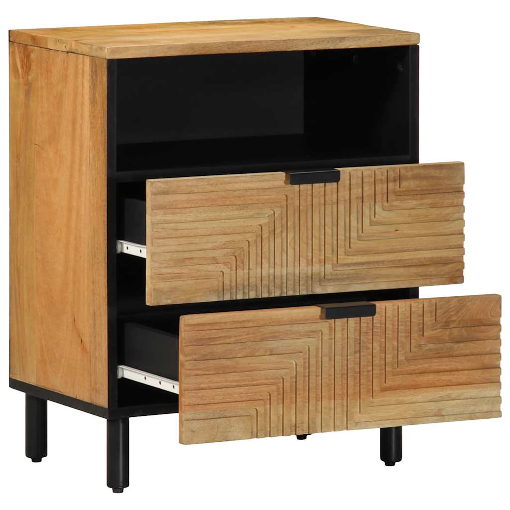 Mesita de noche Obsidiana 2 cajones + compartimento natural 60x50x33 cm interior