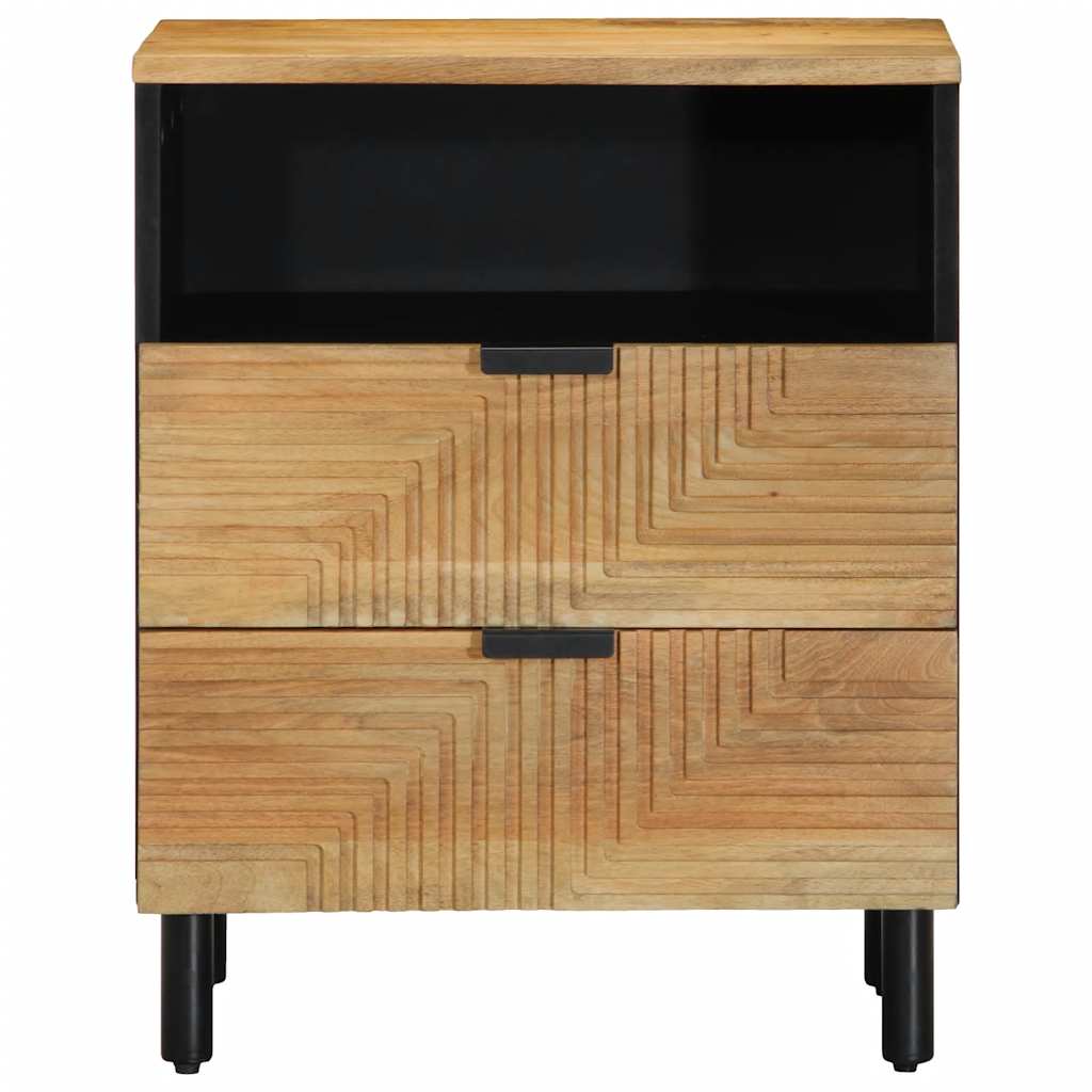 Mesita de noche Obsidiana 2 cajones + compartimento natural 60x50x33 cm frontal