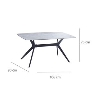 Mesa de comedor Calista fija negro 76x160x90 cm