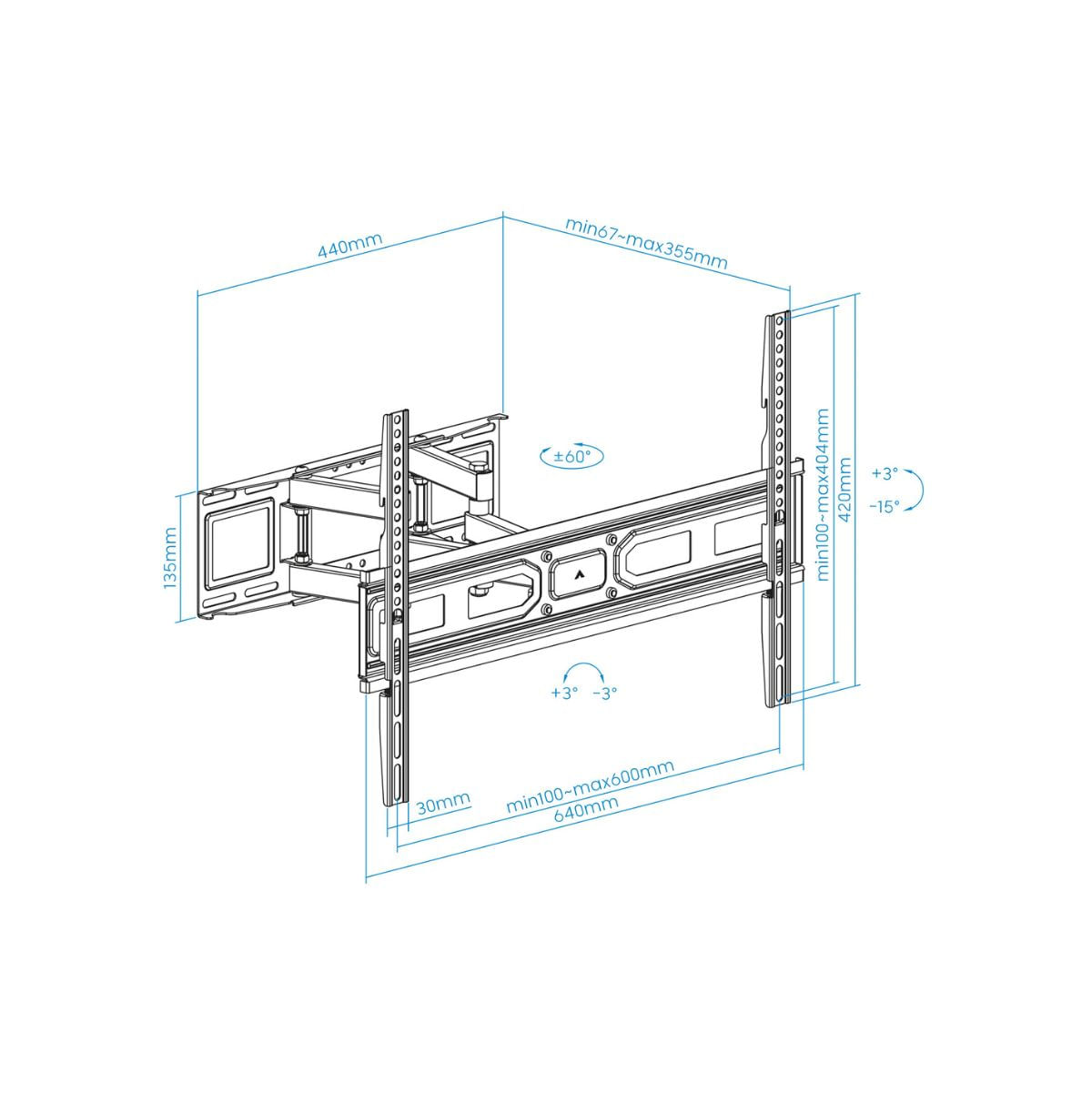 Soporte de TV LP7866TN-B 37’’-80’’ inclinable y giratorio negro medidas
