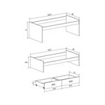 Composición de dormitorio Champion cama nido + cajonera + estante cambria/blanco