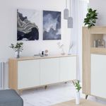 Aparador Relax Plus 3 puertas tipo push roble canadian/blanco artik 75x154x40 cm ambientada