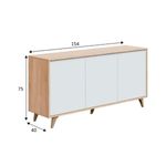 Aparador Relax Plus 3 puertas tipo push roble canadian/blanco artik 75x154x40 cm medidas