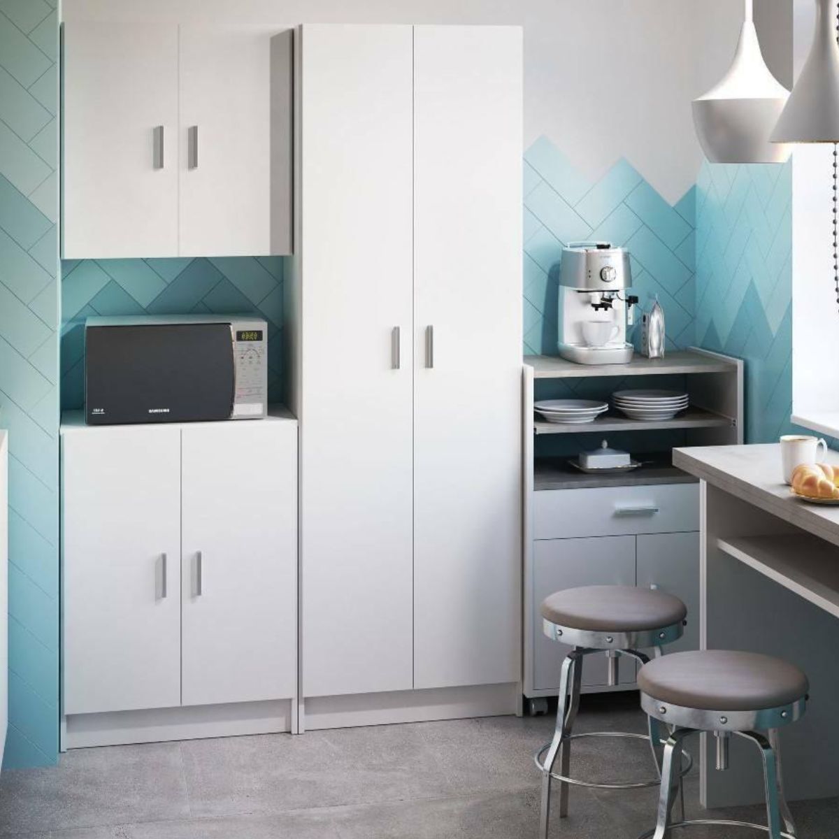 Armario auxiliar USE 2 puertas blanco 180x58,5x37 cm ambientada