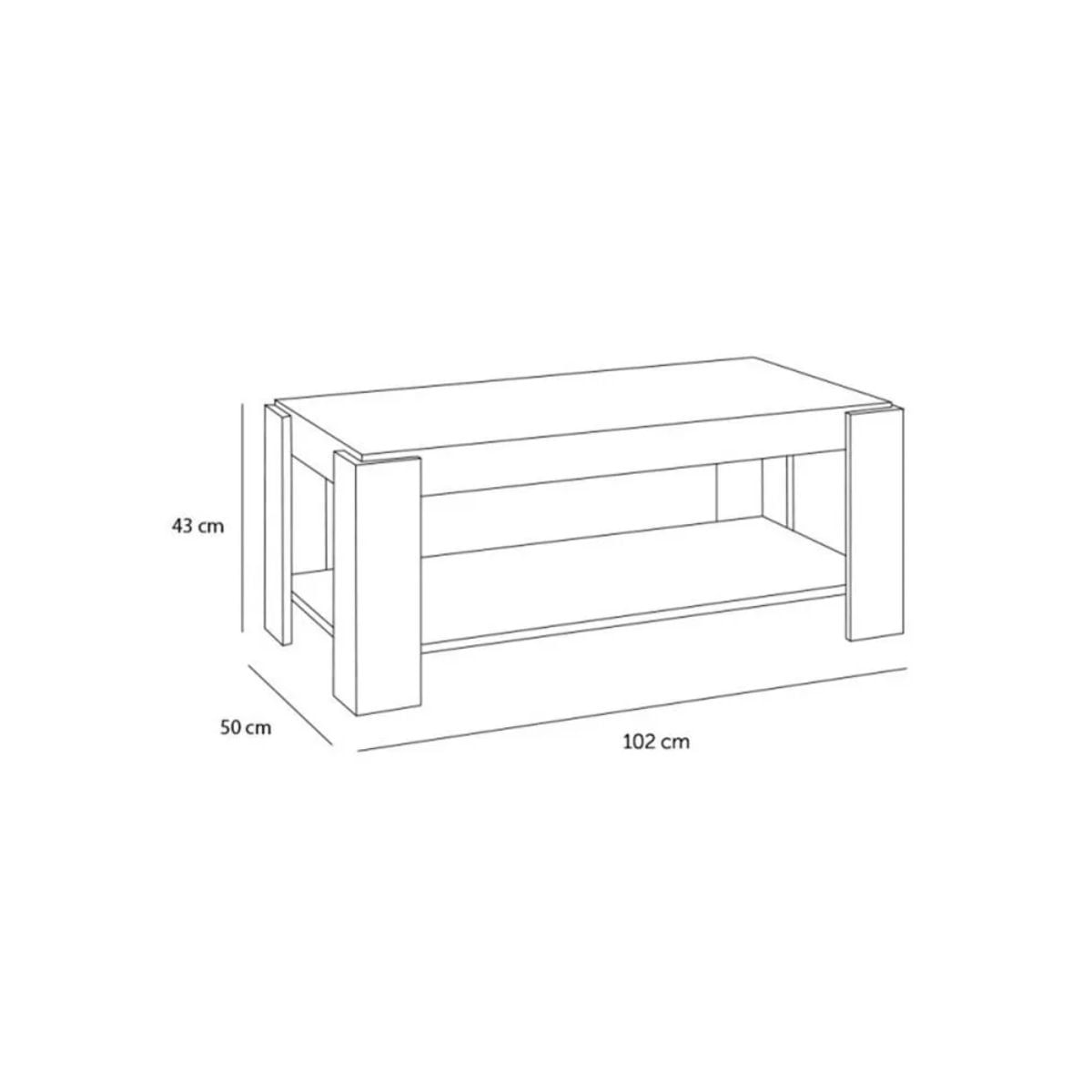 Mesa centro elevable Ambit blanco artik medidas