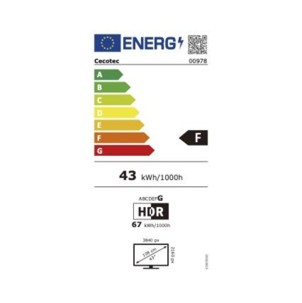 Televisor Smart TV Cecotec ALU40043 43’’ 4K UHD Android 11 F negro pulgadas eficiencia energetica