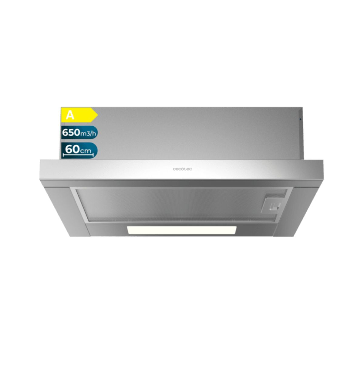 Campana extractora telescópica Cecotec Bolero Flux TLM 606500 165W 650 m3/h 2 potencias A inox 60 cm