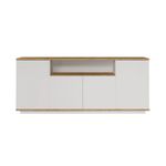 Aparador Cigarra 4 puertas + compartimento blanco/natural 75x180x44,5 cm fondo blanco
