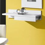Mueble recibidor Lizar con cajón diseño mural  blanco 20x70x28 cm ambientada