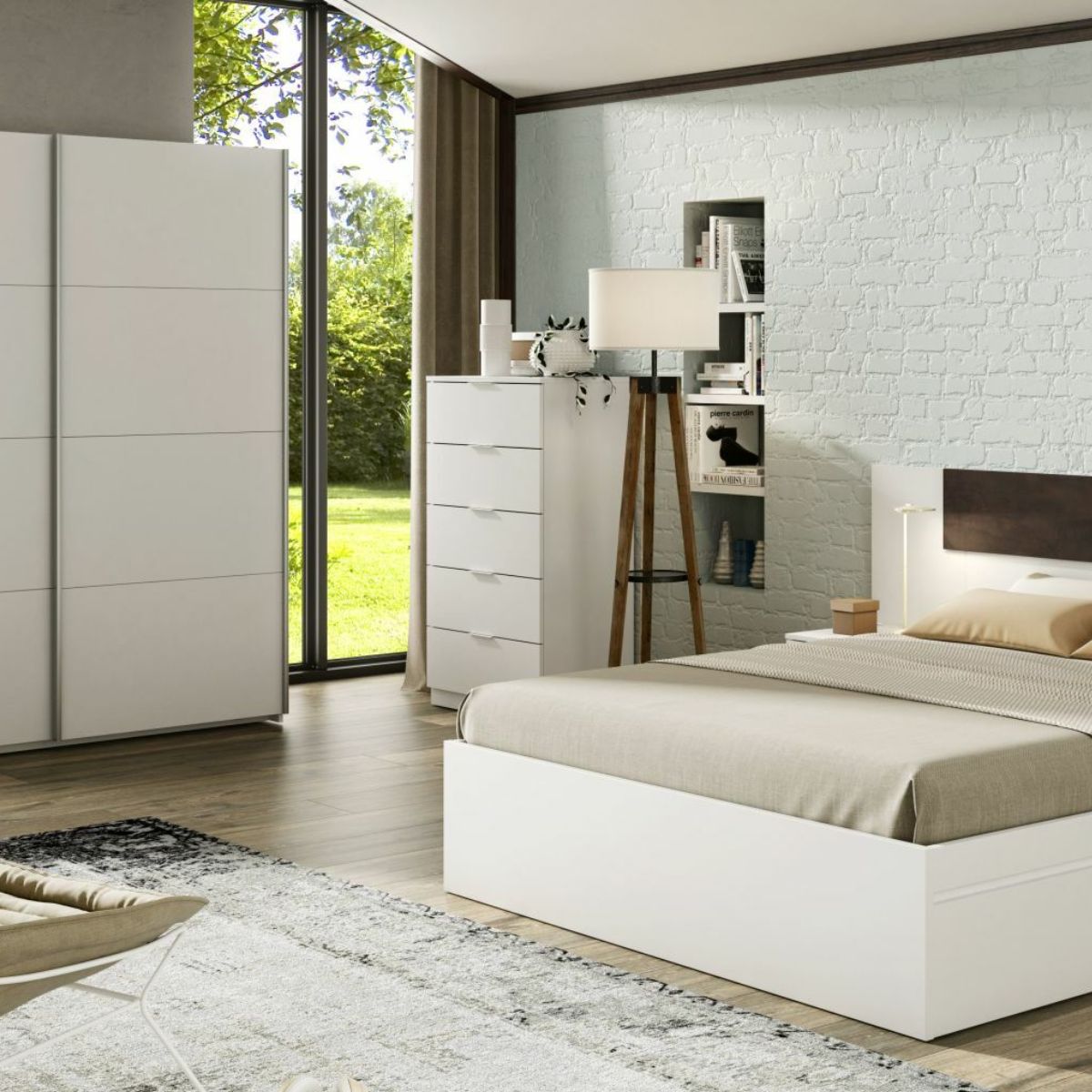 Cómoda Maya 5 cajones blanco fondo blanco