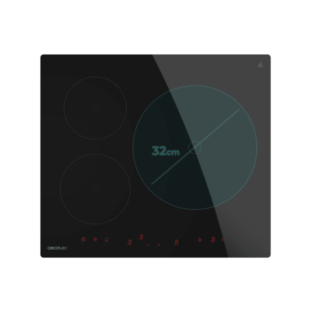 Placa inducción Cecotec Bolero Squad I 3600 7400W 3 zonas 9 potencias negro diametro