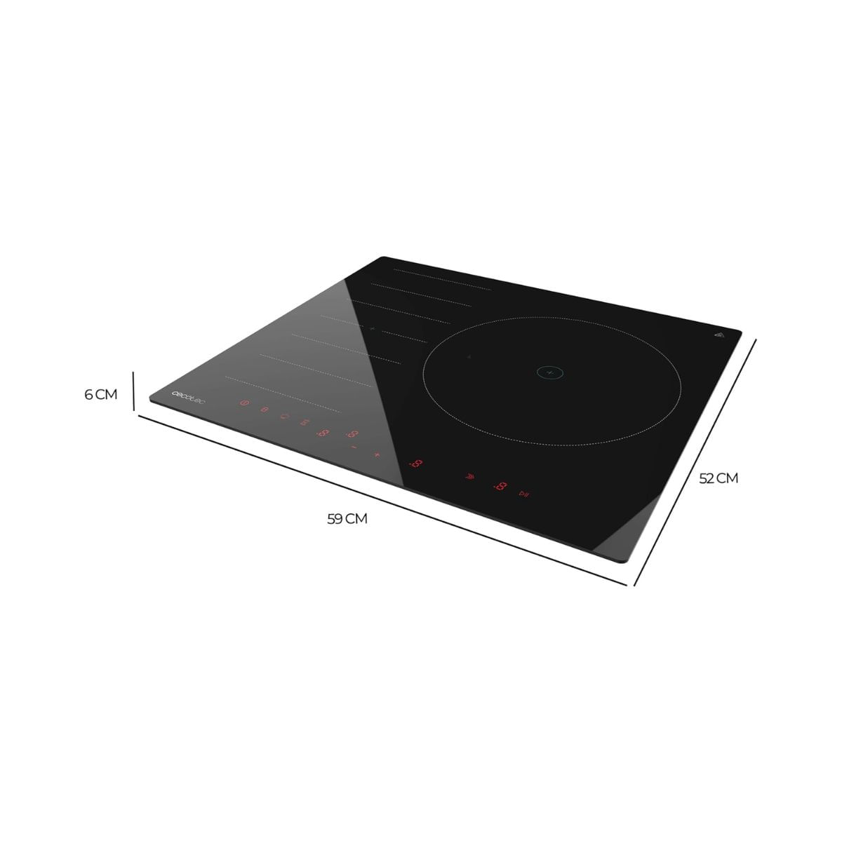 Placa inducción Cecotec Bolero Squad I 3600 7400W 3 zonas 9 potencias negro medidas