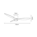Ventilador de techo Nasim Lumit 16W 3 aspas con luz LED plateado Ø132 cm medidas