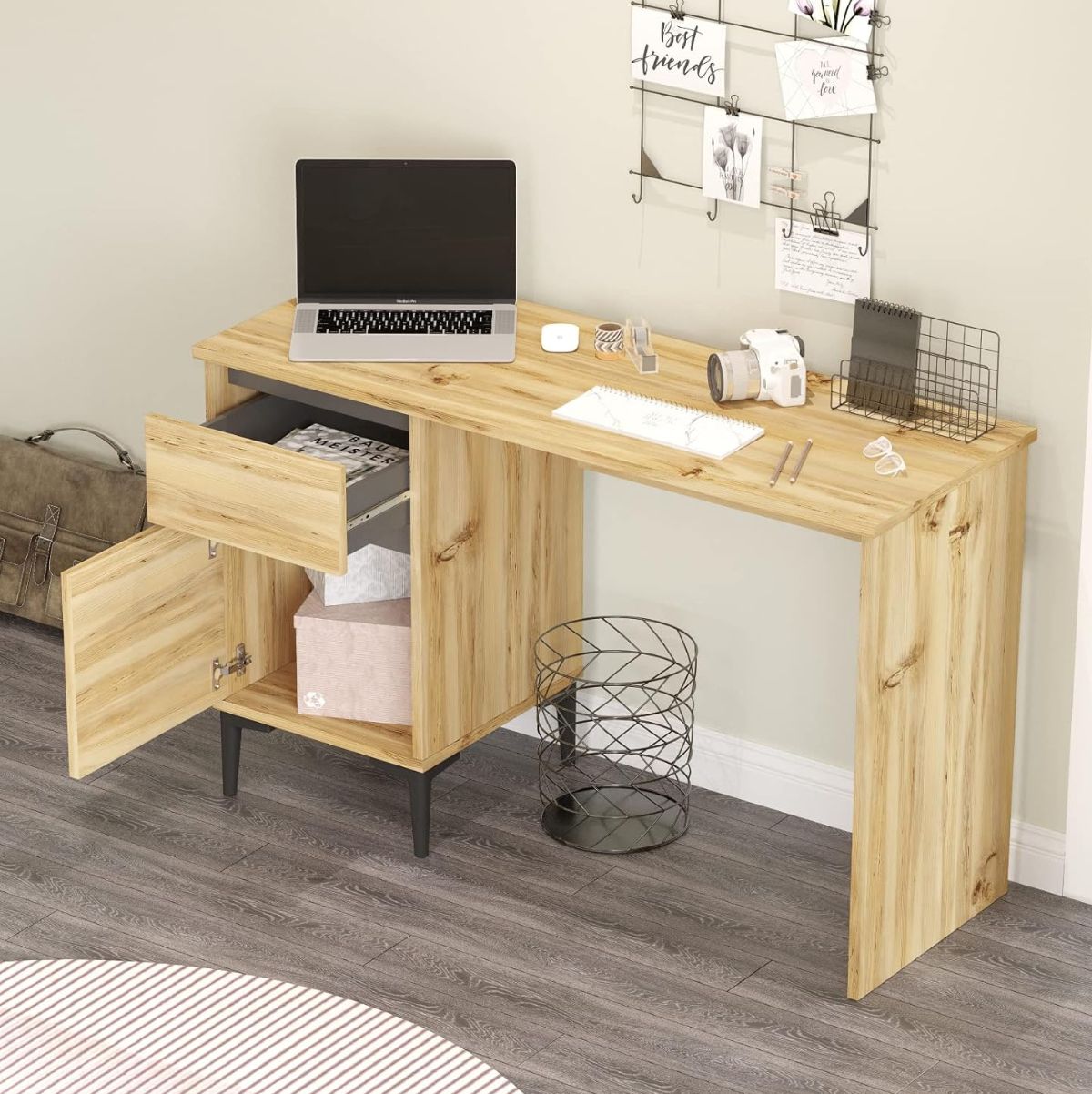 Escritorio Zuri armario + cajón natural 75x120x45 cm interior