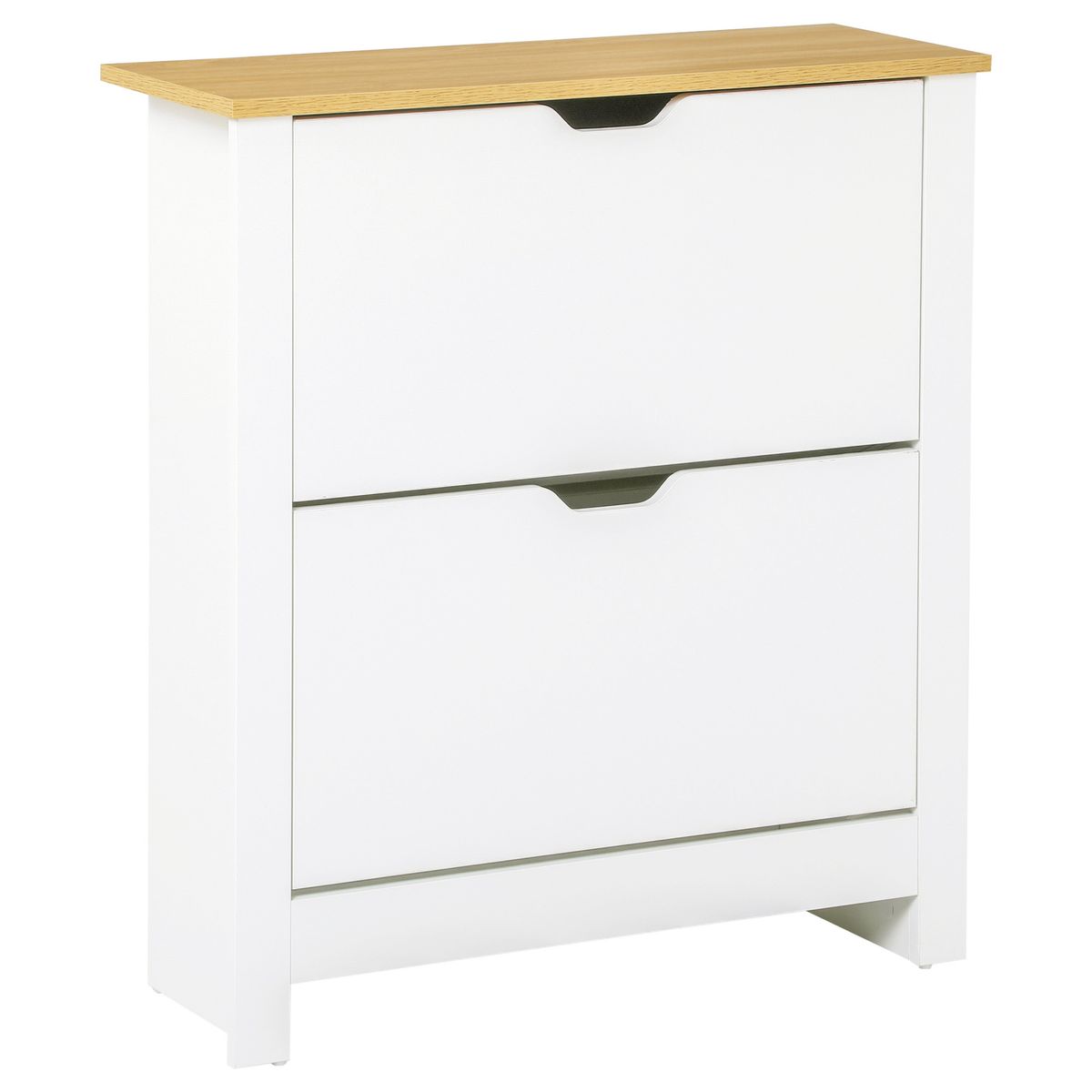 Zapatero-Carmen-Homcom-2-cajones-abatibles-blanco-natural-80x72x26-cm