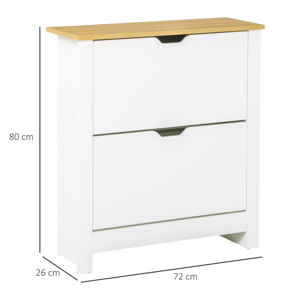 Zapatero-Carmen-Homcom-2-cajones-abatibles-blanco-natural-80x72x26-cm
