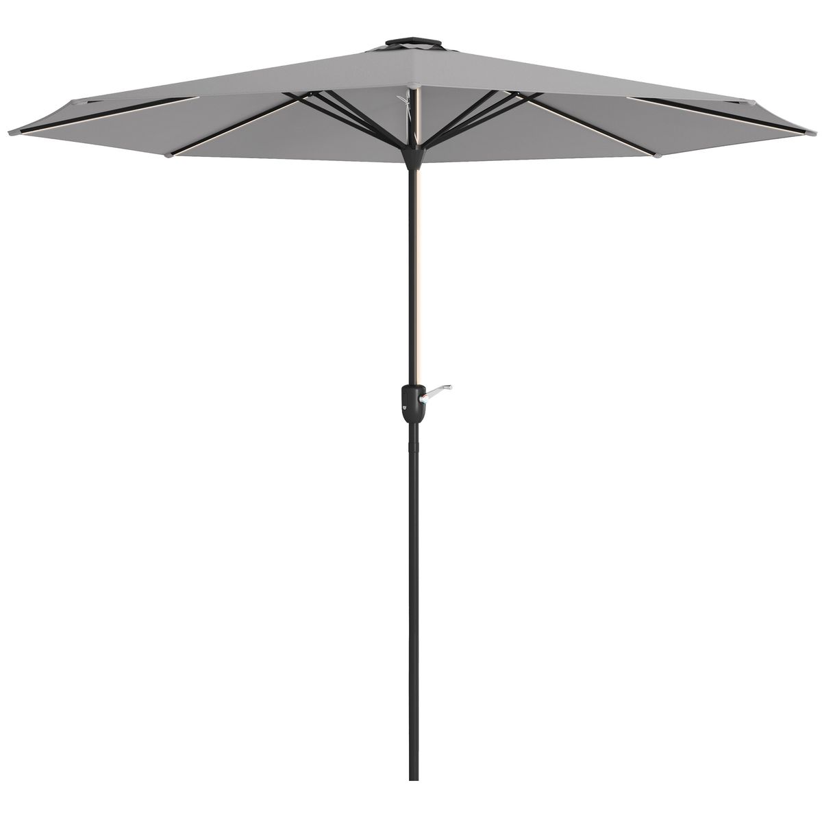 Sombrilla-de-jardin-Meli-Outsunny-luces-LED---panel-solar-gris-claro-Ø265-cm-fondo-blanco