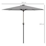 Sombrilla-de-jardin-Meli-Outsunny-luces-LED---panel-solar-gris-claro-Ø265-cm-medidas