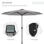 Sombrilla-de-jardin-Meli-Outsunny-luces-LED---panel-solar-gris-claro-Ø265-cm-