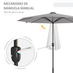 Sombrilla-de-jardin-Meli-Outsunny-luces-LED---panel-solar-gris-claro-Ø265-cm