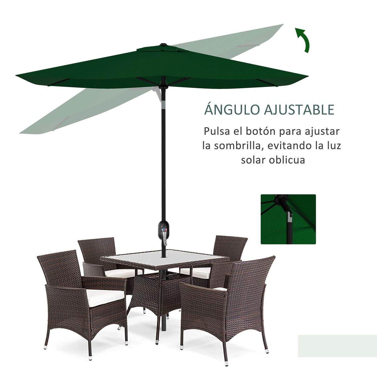 Sombrilla-de-jardin-Gari-Outsunny-reclinable-6-varillas---manivela-verde-248x205x290-cm