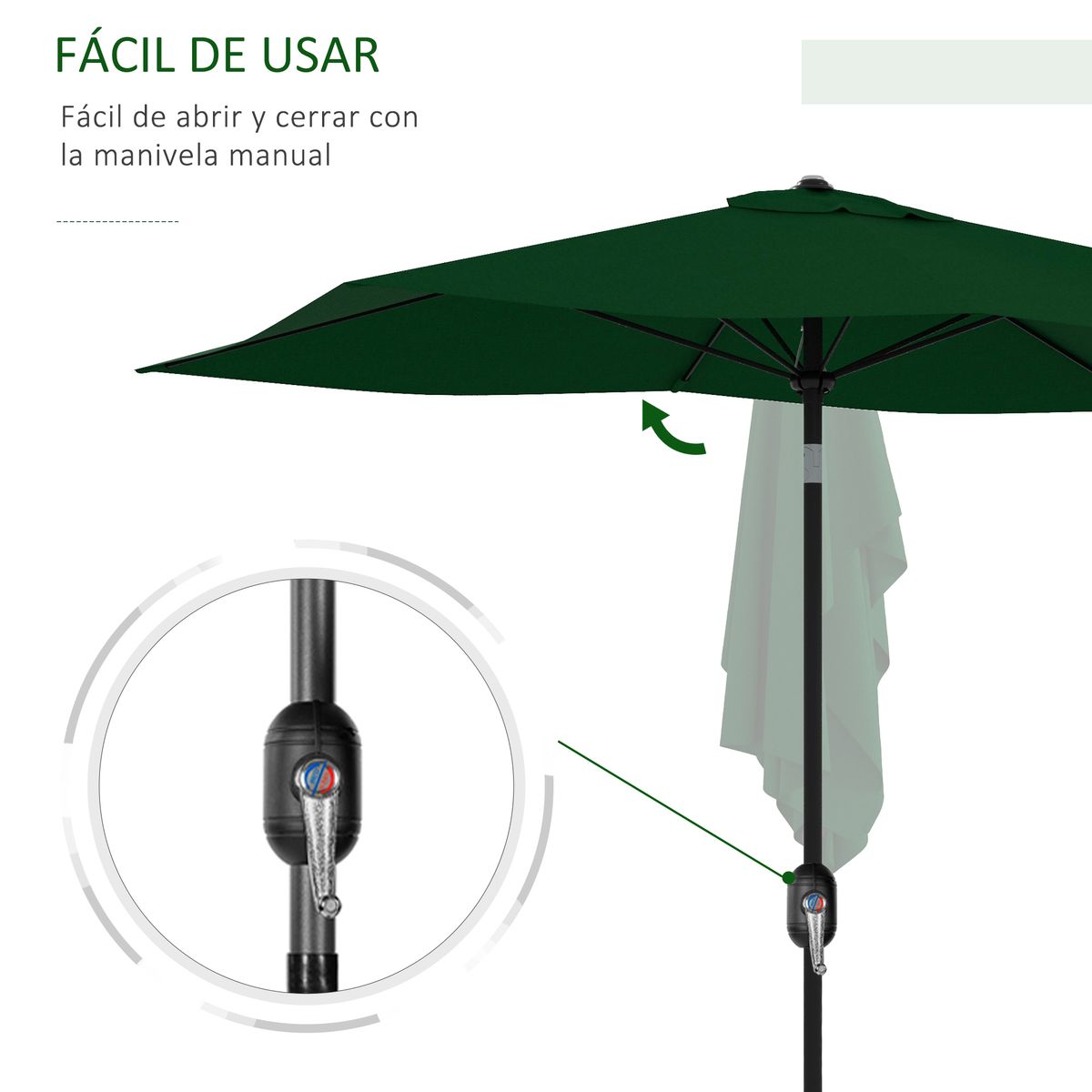 Sombrilla-de-jardin-Gari-Outsunny-reclinable-6-varillas---manivela-verde-248x205x290-cm