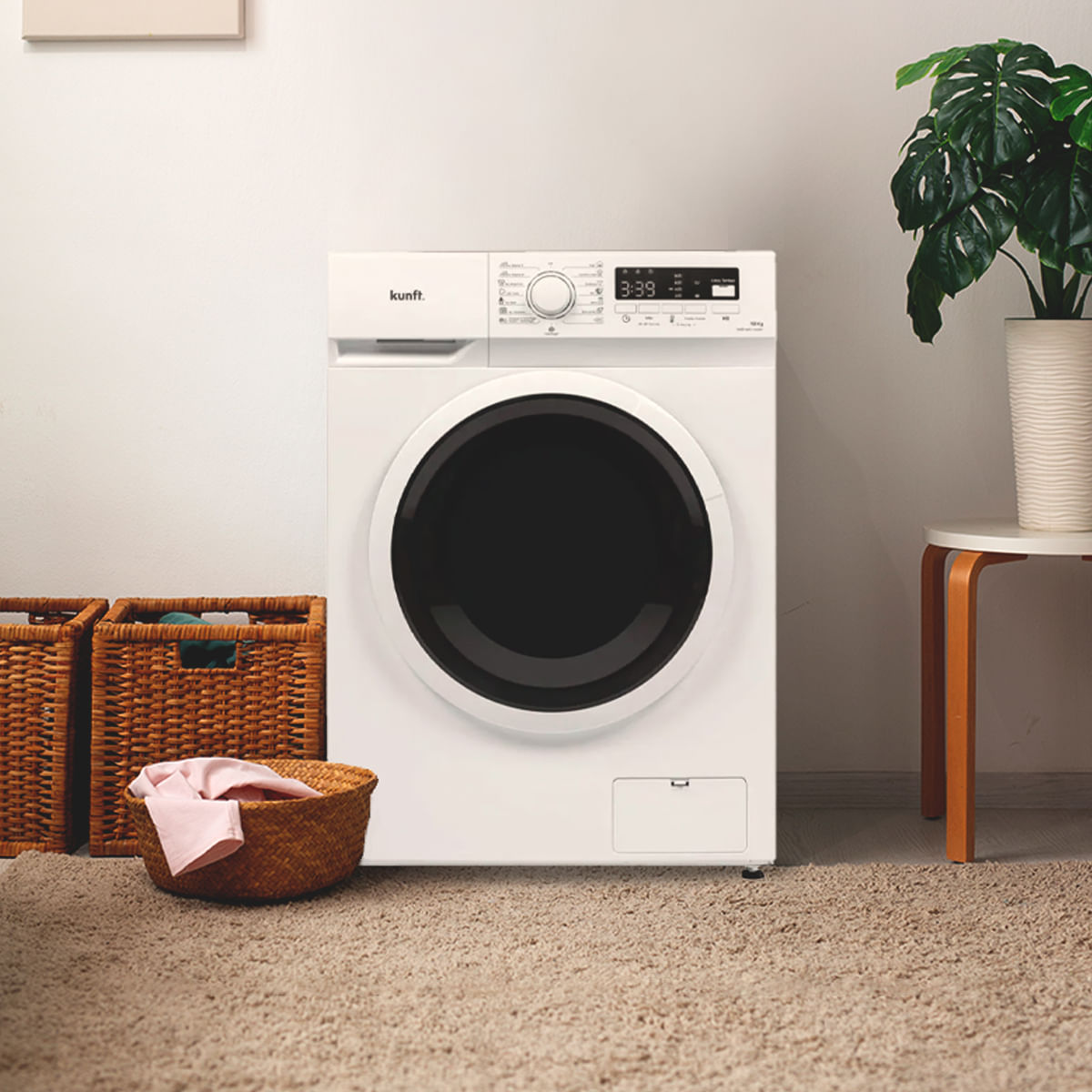 Lavadora-carga-frontal-Kunft-KWM8811-10kg-1400-rpm-15-programas-A-blanco-589-cm-ruleta