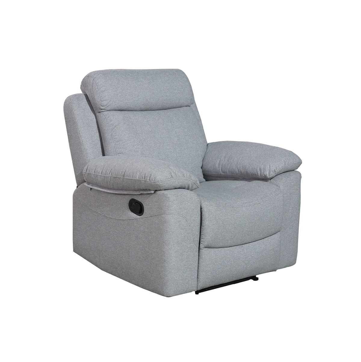 Sofá relax Olimpo 1 plaza reclinable con reposapiés gris 102x106x66-96 cm lateral