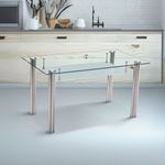 Mesa de comedor Pranzo diseño fijo con estante cristal 75x140x80 cm ambientada