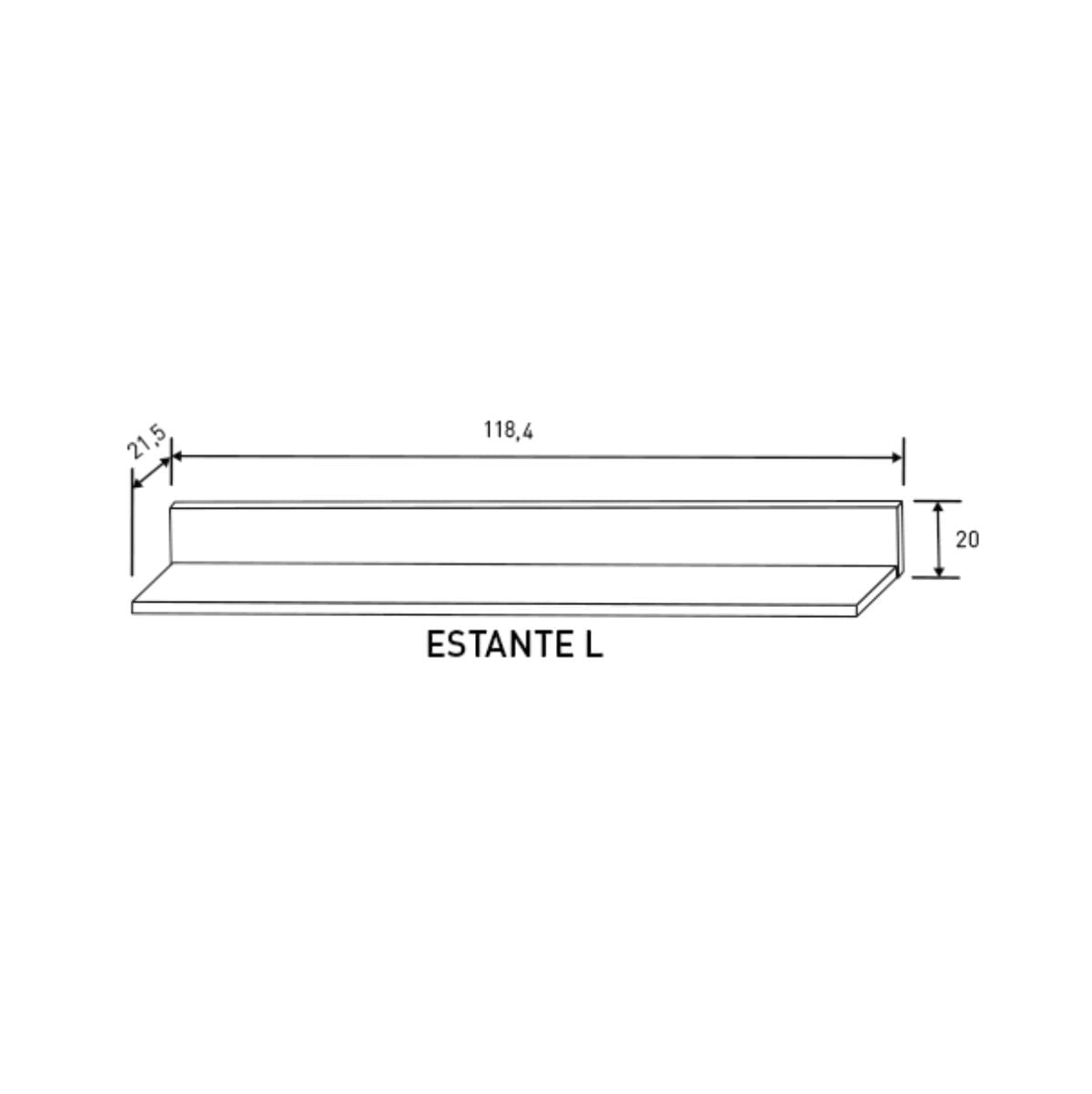 Estante alto Roncal diseño en L andersen/roble 20x118,4x21,5 cm medidas
