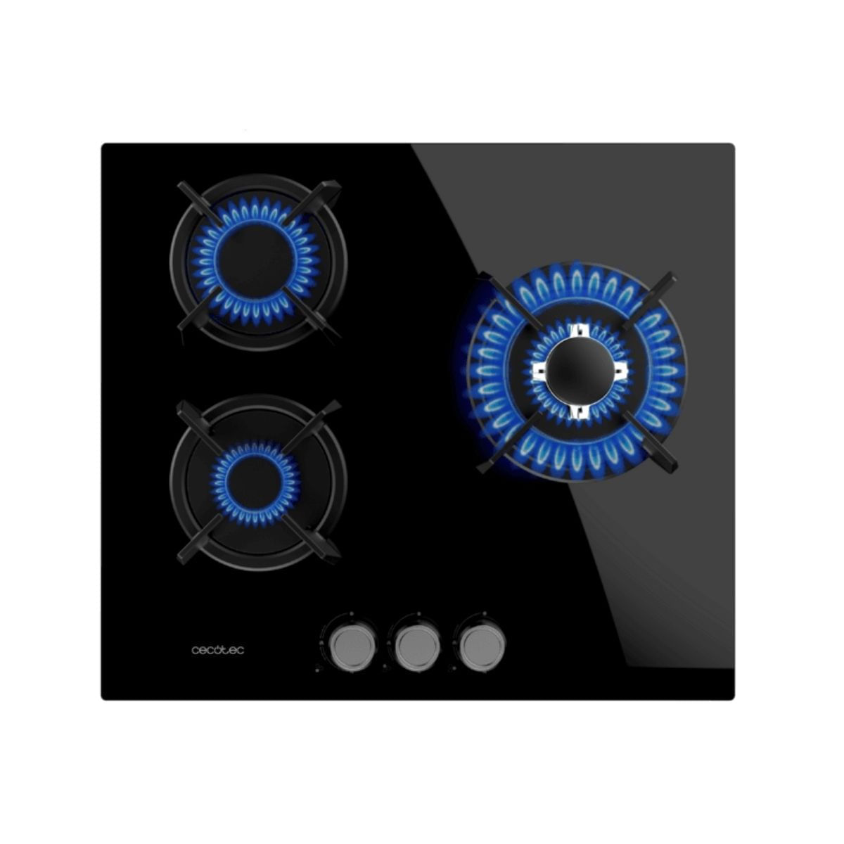 Placa-de-gas-Bolero-Squad-G-3200S-Glass-Black-3-fuegos-encendido-electrico-negro-58-cm