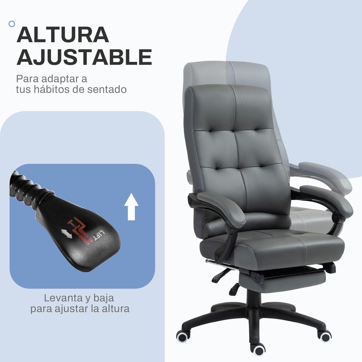 Silla-de-oficina-Classic-Vinsetto-altura-ajustable---reclinable---reposapies-retractil-gris-oscuro-118-125x65x65-cm