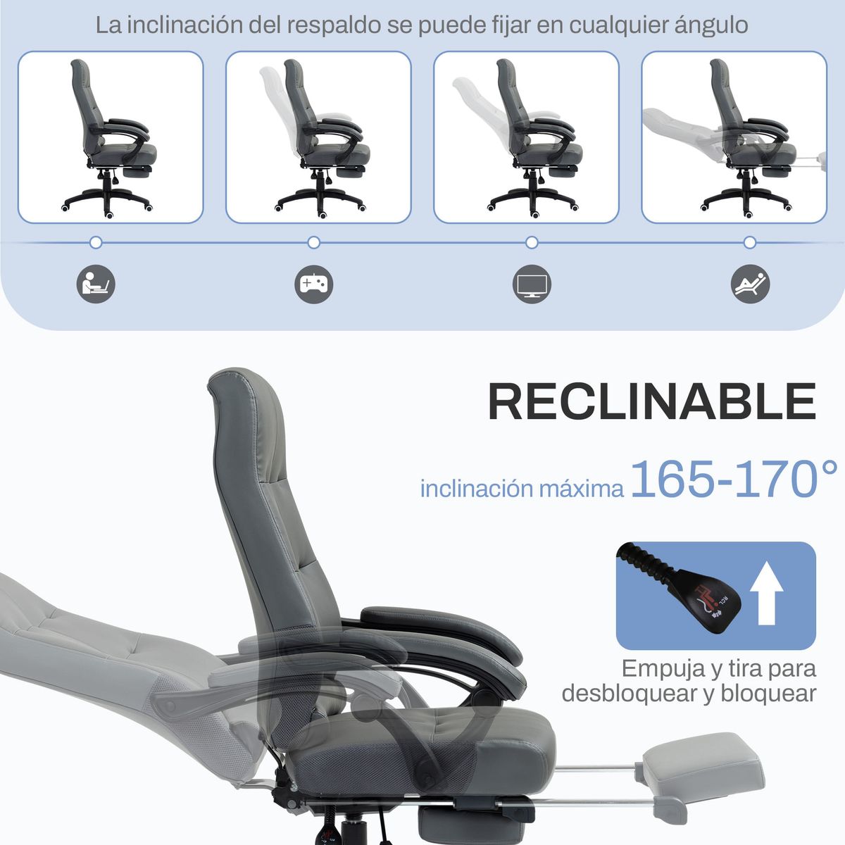 Silla-de-oficina-Classic-Vinsetto-altura-ajustable---reclinable---reposapies-retractil-gris-oscuro-118-125x65x65-cm