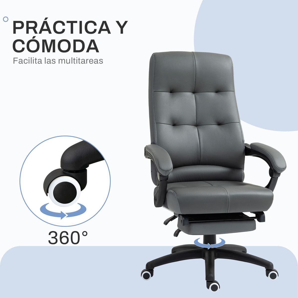 Silla-de-oficina-Classic-Vinsetto-altura-ajustable---reclinable---reposapies-retractil-gris-oscuro-118-125x65x65-cm