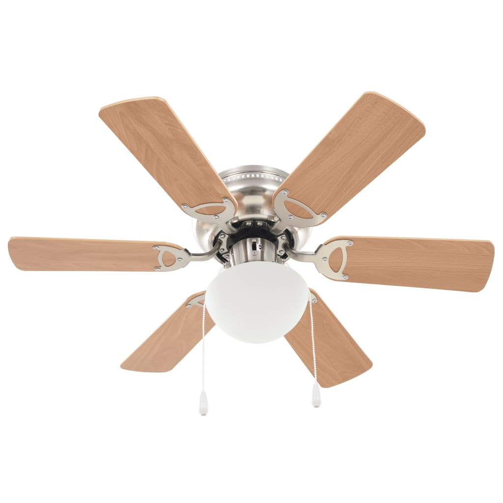 Ventilador-de-techo-Kugo-con-lampara-marron-claro-Ø82-cm-fondo-blanco-frontal