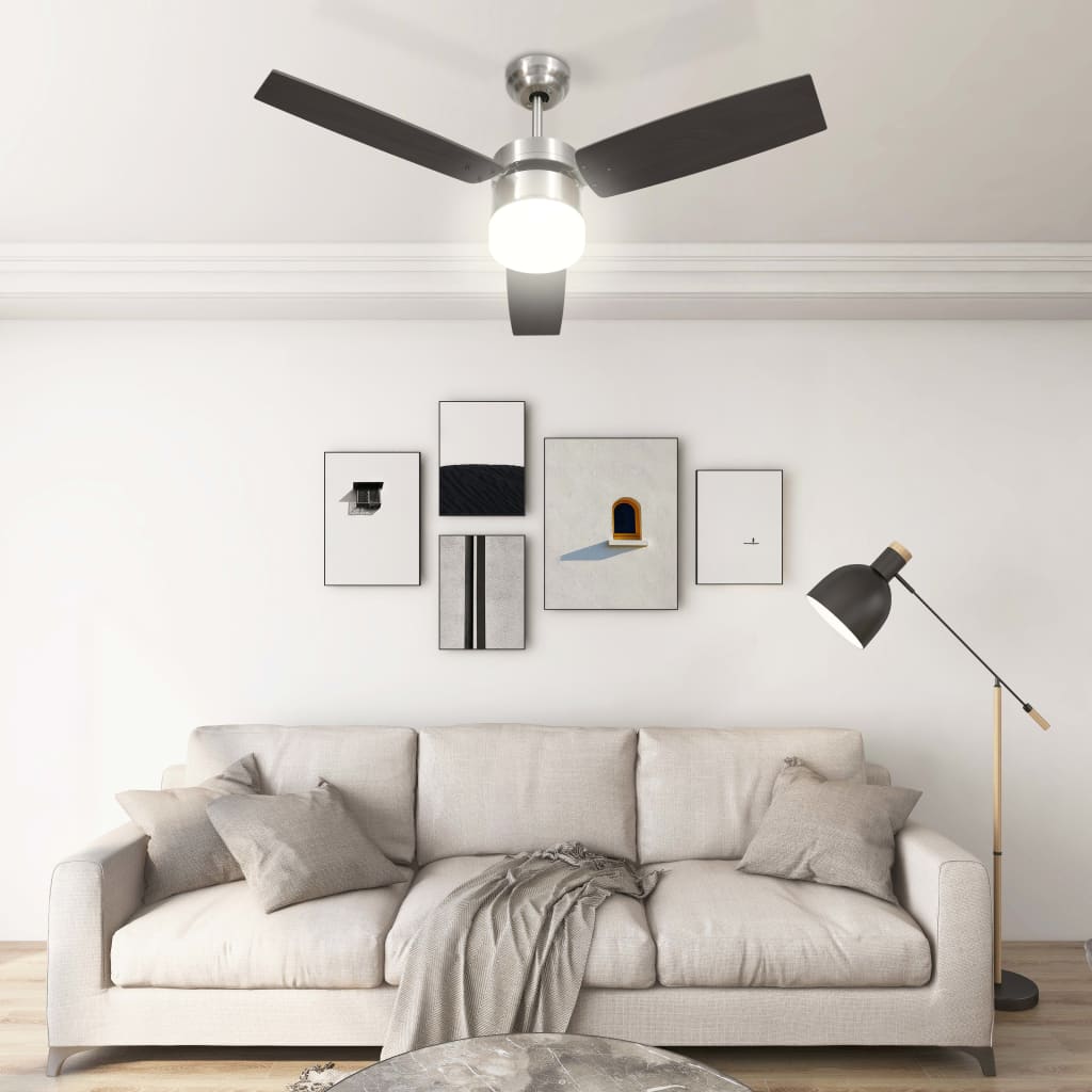 Ventilador-de-techo-Aloe-3-aspas-mando-a-distancia-marron-oscuro-Ø108-cmluz-encendida
