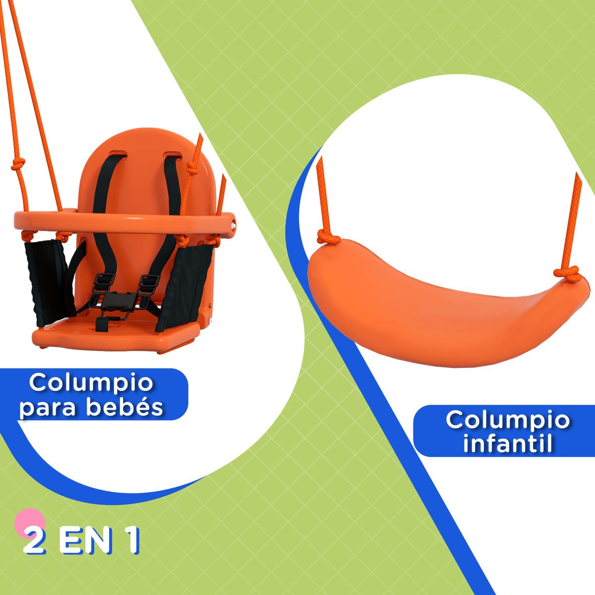 Columpio-Speed-Outsunny-silla-2-en-1--6M-multicolor-182x180x160-cm