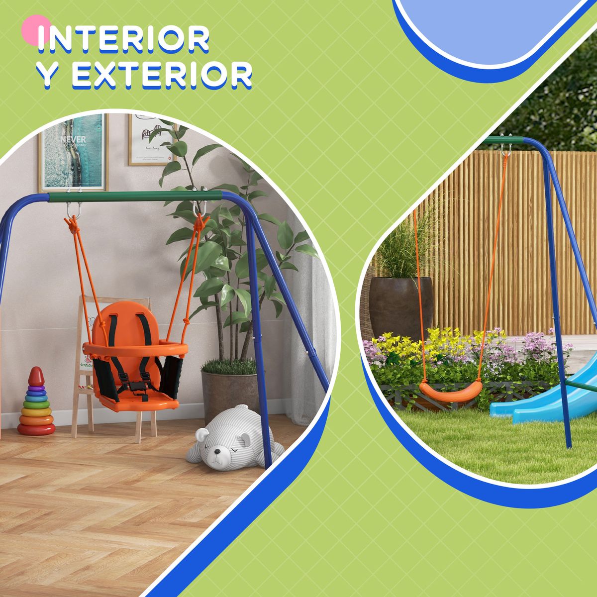 Columpio-Speed-Outsunny-silla-2-en-1--6M-multicolor-182x180x160-cm