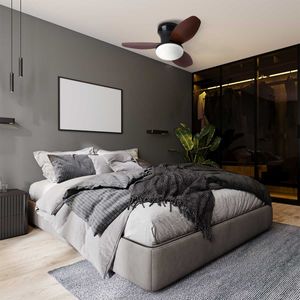 Ventilador de techo Tauro Mini Bel Air 48W 3 aspas con luz LED negro/cerezo Ø70 cm