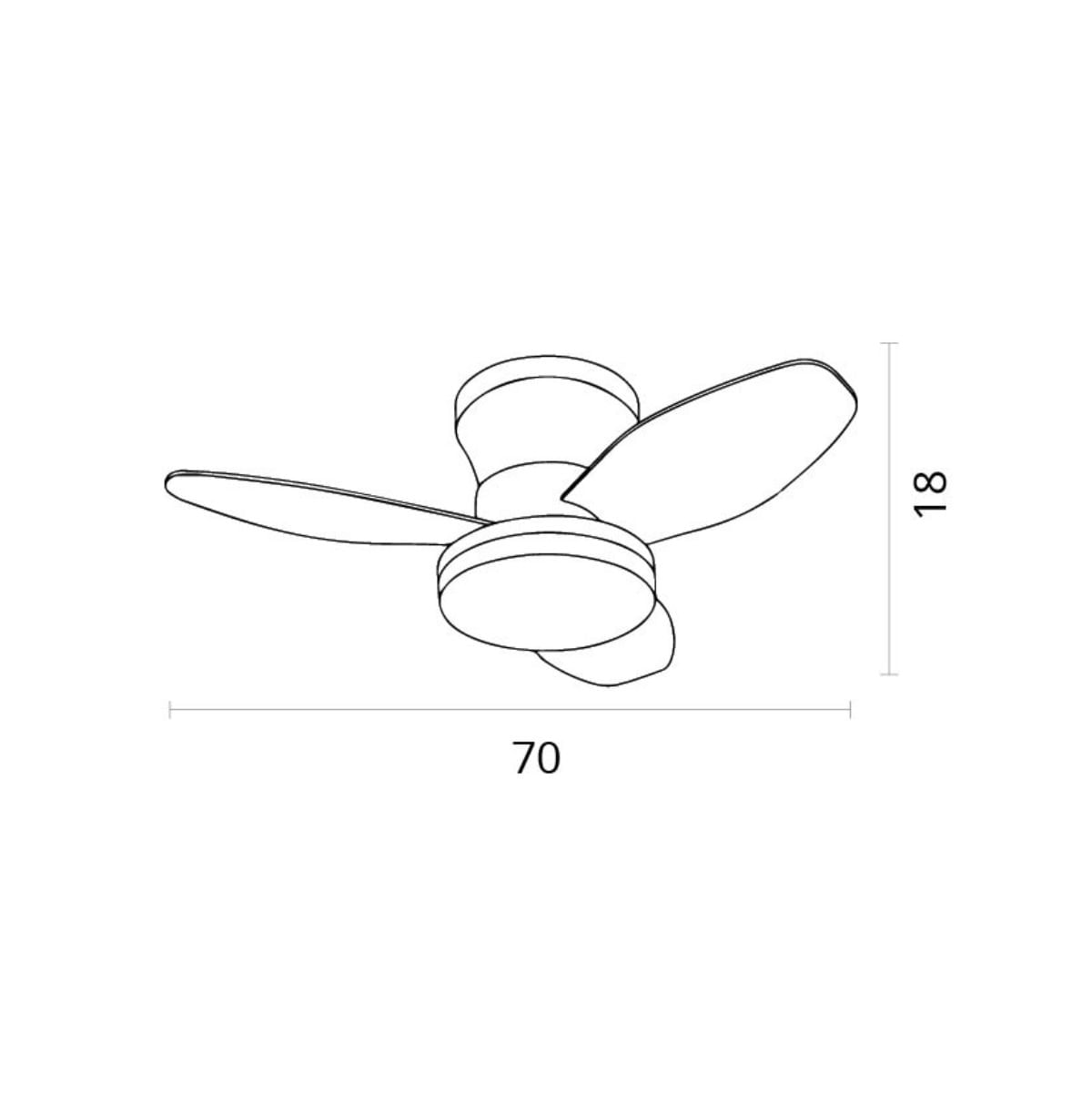 Ventilador-de-techo-Tauro-Mini-Bel-Air-48W-3-aspas-con-luz-LED-negro-cerezo-Ø70-cm-medidas