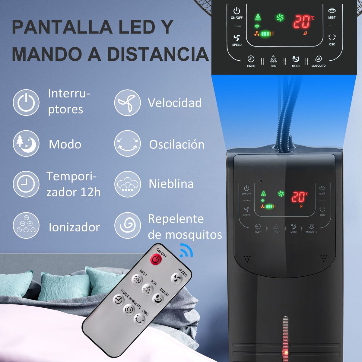 Ventilador-nebulizador-Kald-Homcom-90W-oscilante---boton-ionizador-negro-Ø445x135-cm