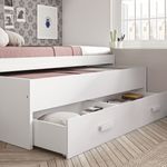 Cama nido Manuela con 2 cajones blanco 73x201x115 cm ambientada