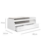 Cama nido Manuela con 2 cajones blanco 73x201x115 cm medidas