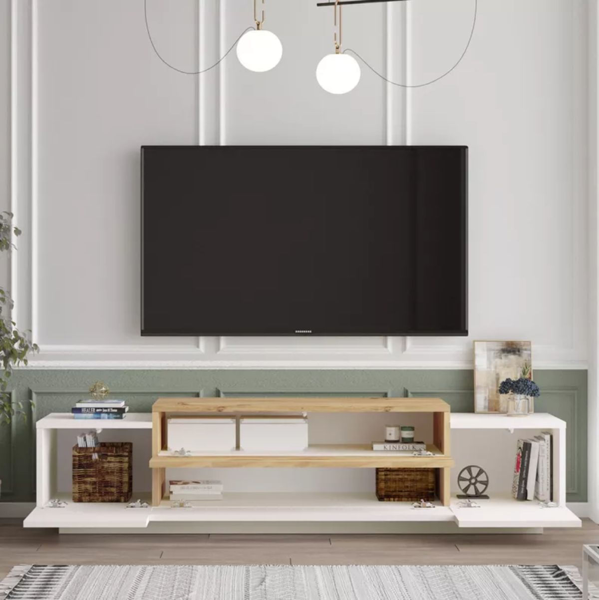 Mueble-de-TV-Gaxio-4-puertas-abatibles-blanco-natural-38x160x37-cm-interior