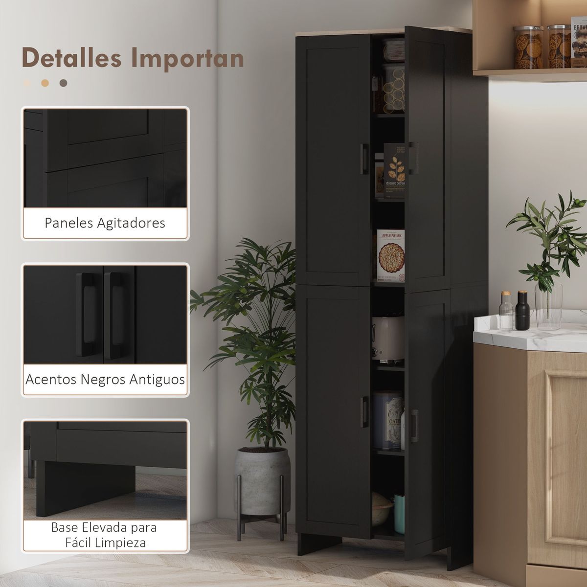 Aparador-de-cocina-Dami-Homcom-4-puertas---6-estantes-ajustables-negro-1705x60x30-cm